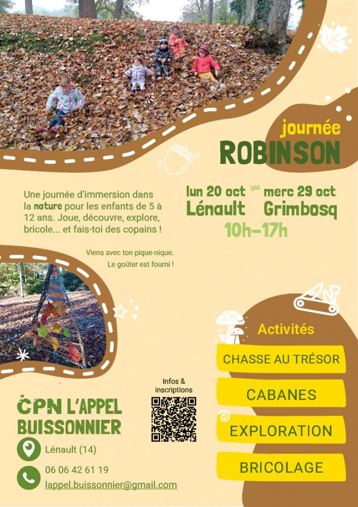 Flyer pour les journées Robinson des vacances d'automne 2025
