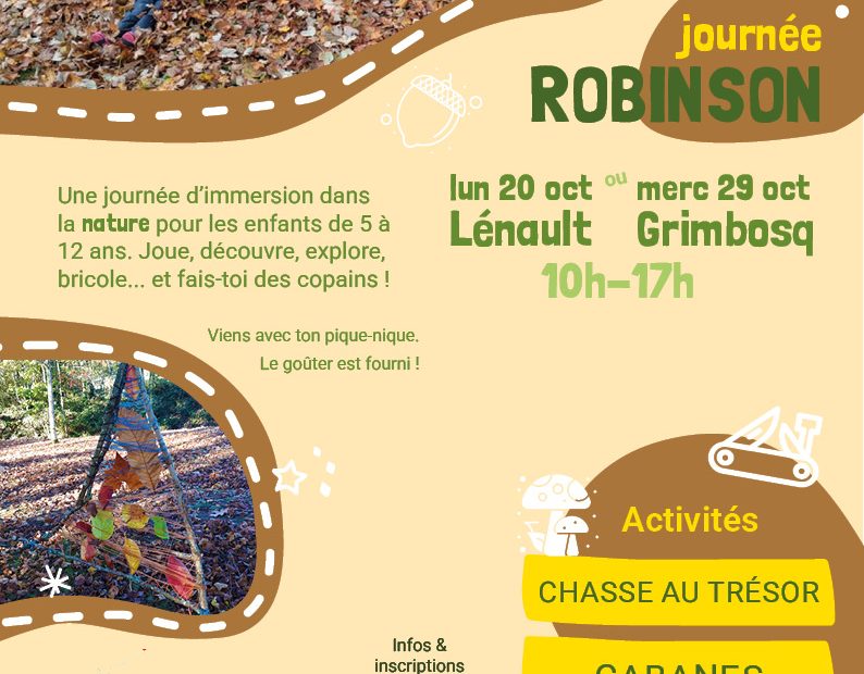 Flyer pour les journées Robinson des vacances d'automne 2025